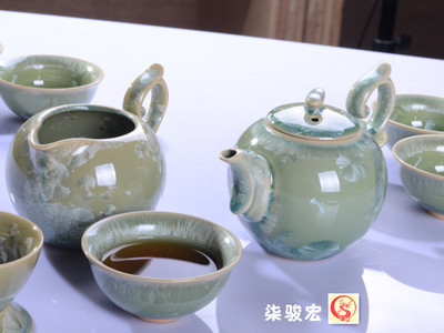 窑变多彩结晶釉茶具套装 德化陶瓷的艺术珍品与高档礼品之选